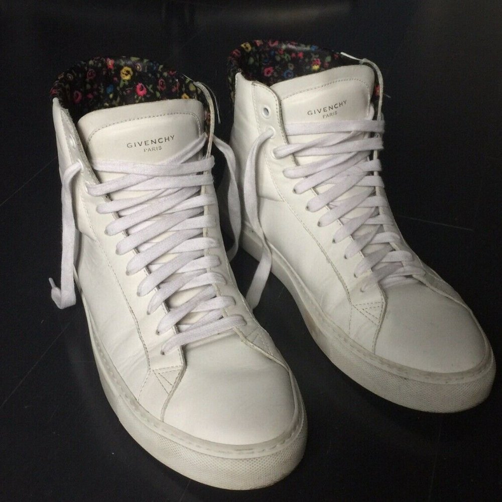 Givenchy High Top White Leather Sneakers Size 9